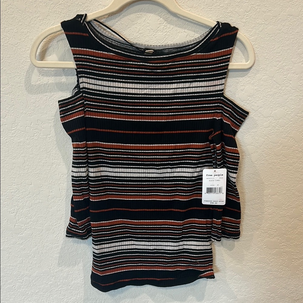 Free People Black Striped Women's Top